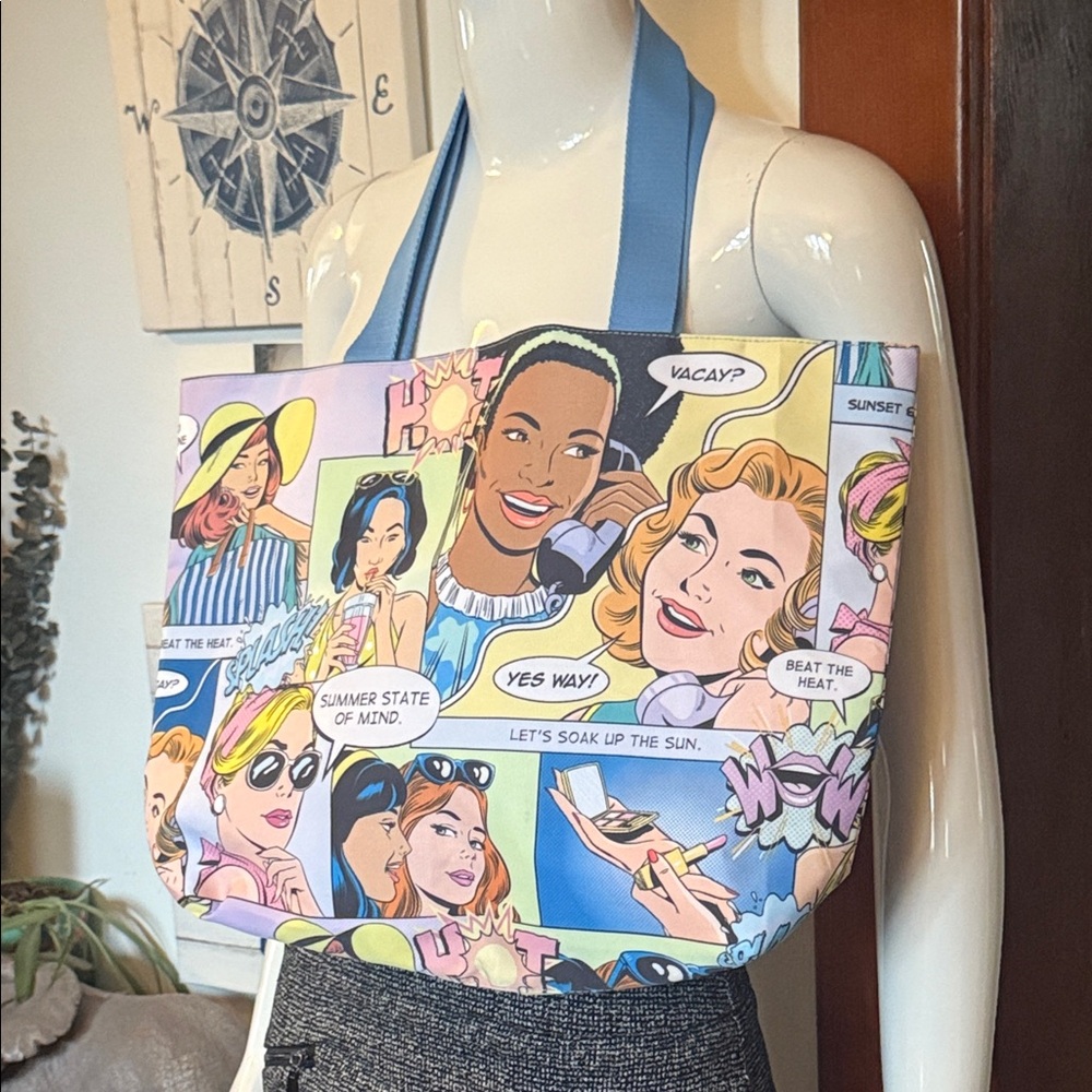 New Estée Lauder, large tote bag, Colorful Comic Print Tote Bag